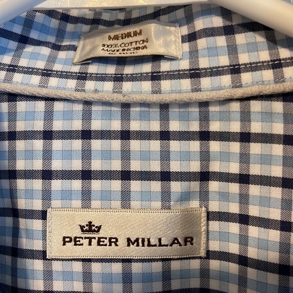 Peter Millar blue plaid button down Size M - Picture 2 of 4